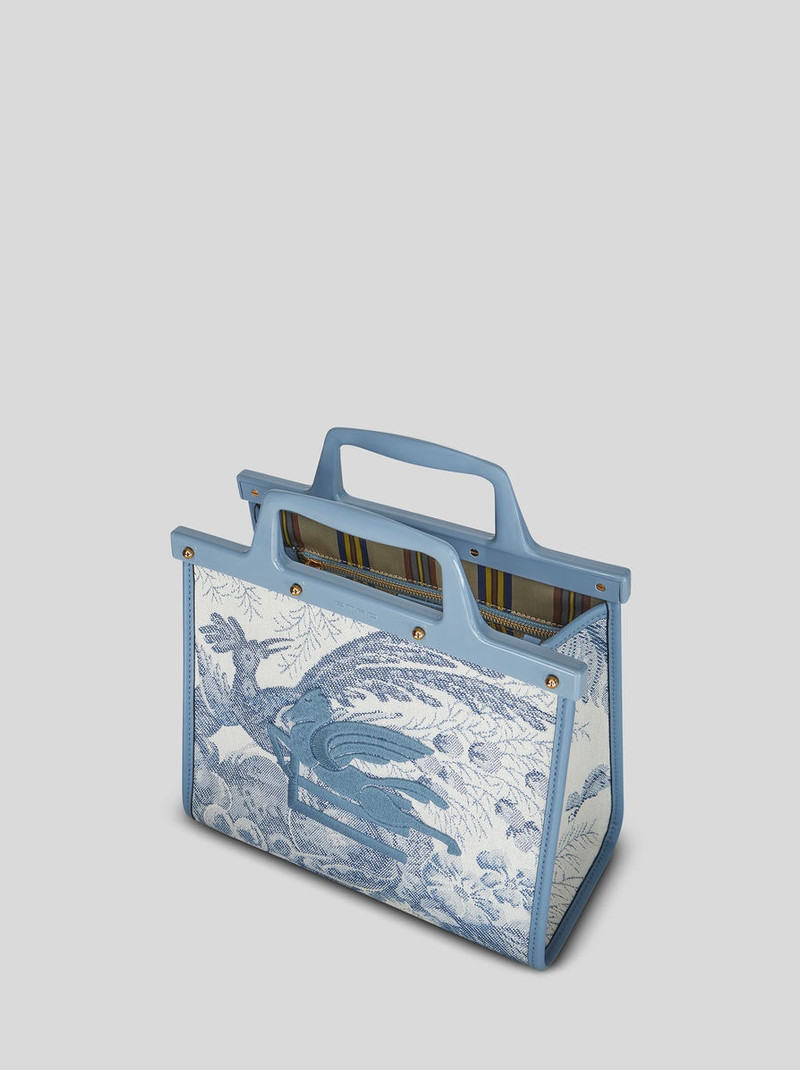 MEDIUM DENIM JACQUARD LOVE TROTTER BAG 4