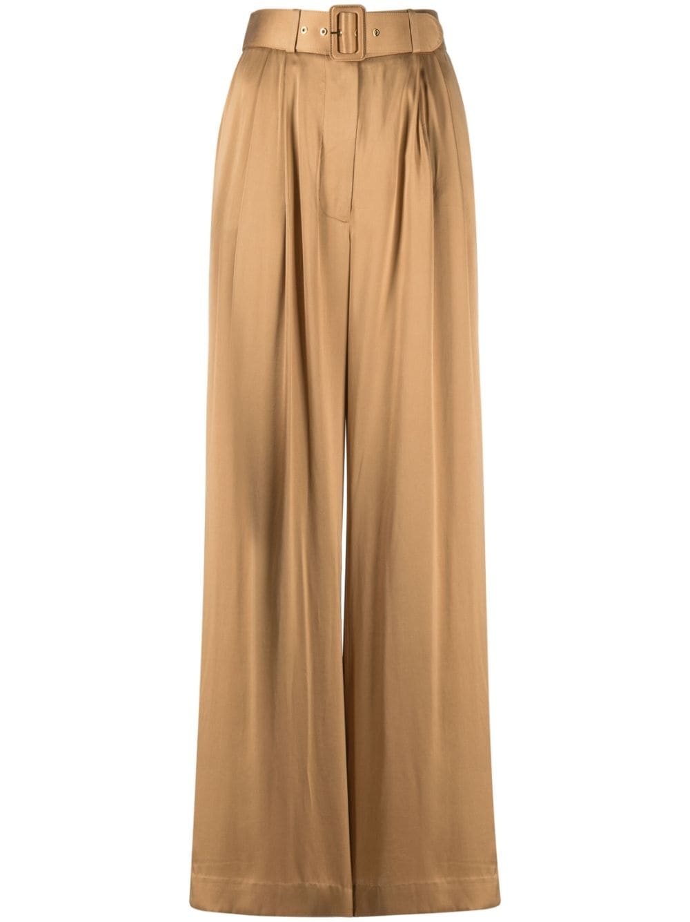 Tuck wide-leg silk trousers - 1