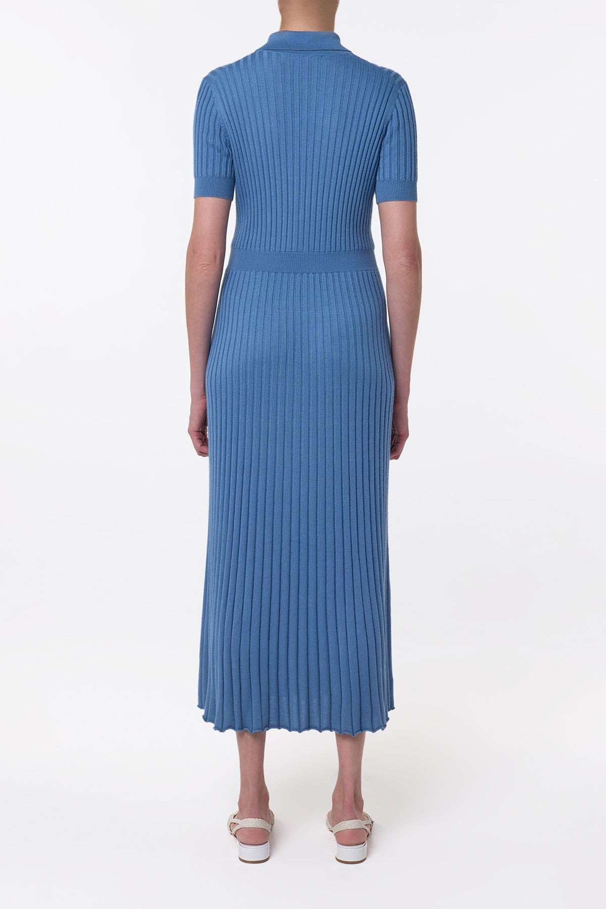 Amor Knit Midi Dress in Sky Cashmere Silk - 4