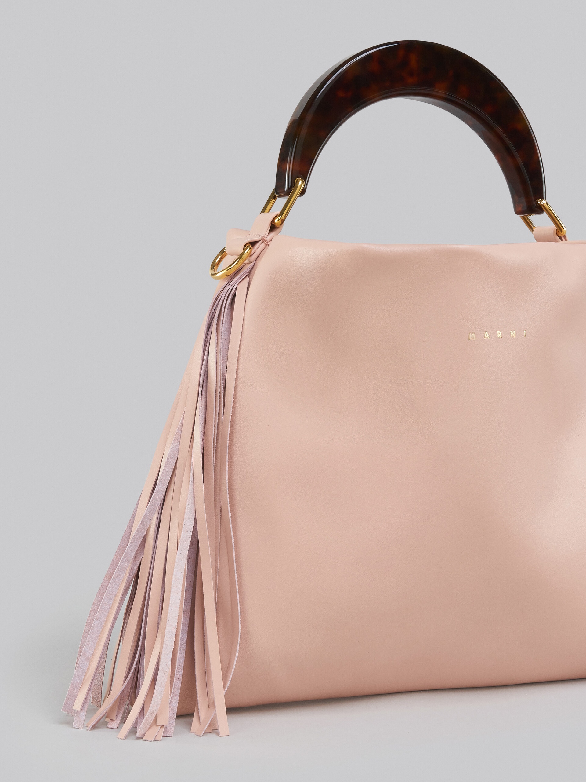 VENICE SMALL BAG IN PINK LEATHER WITH FRINGES - 5