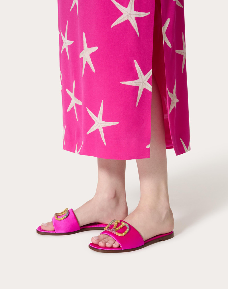 Valentino VALENTINO GARAVANI ESCAPE SLIDE SANDAL IN SATIN WITH CRYSTALS outlook