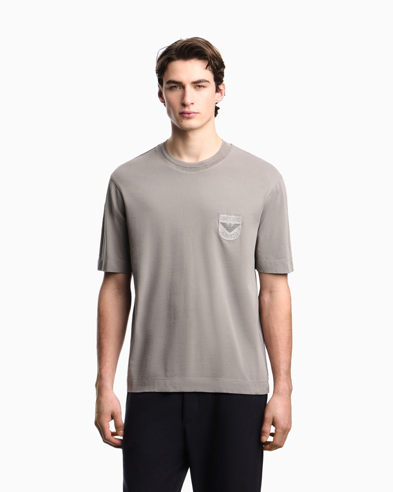EMPORIO ARMANI HEAVY JERSEY T-SHIRT WITH SHIELD EMBROIDERY outlook