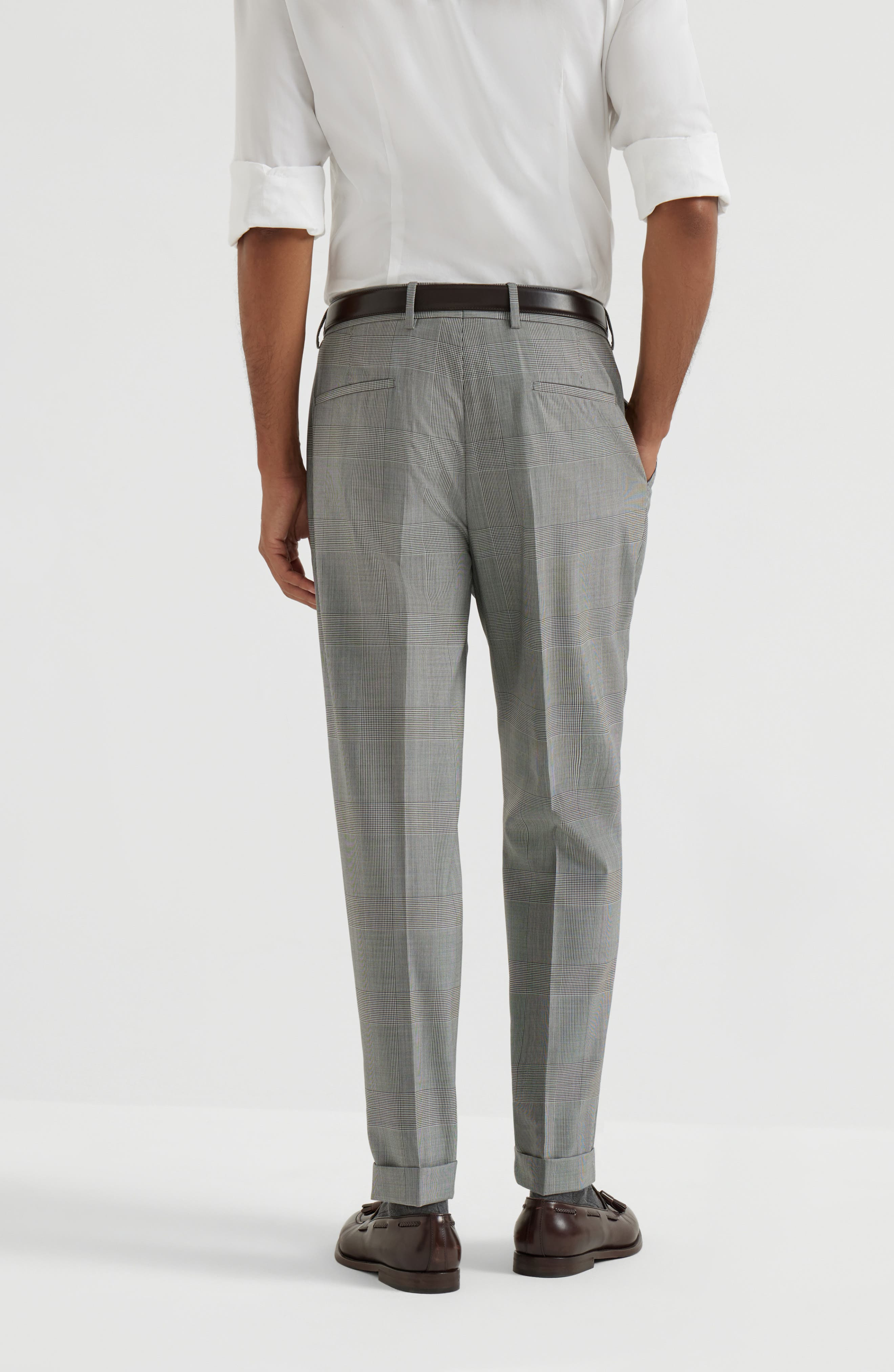 Brunello Cucinelli Prince of Wales trousers in Grey at Nordstrom - 3
