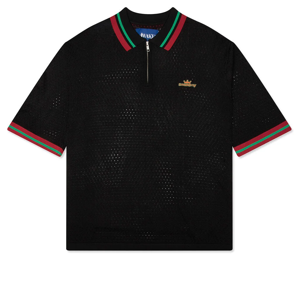 MESH ZIP POLO - BLACK - 1