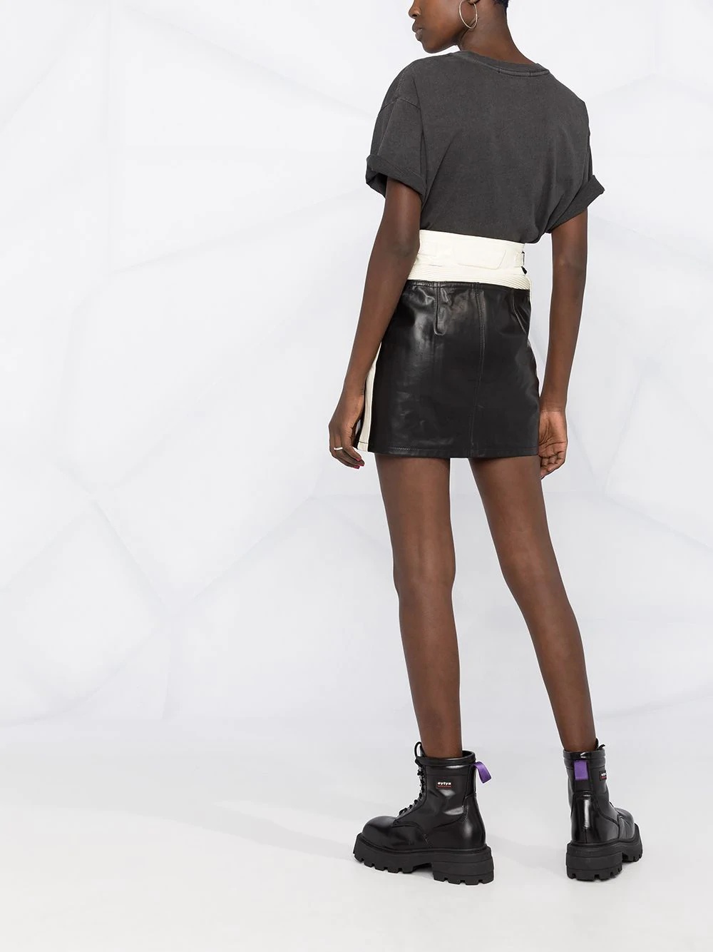 colour-block biker mini skirt - 6