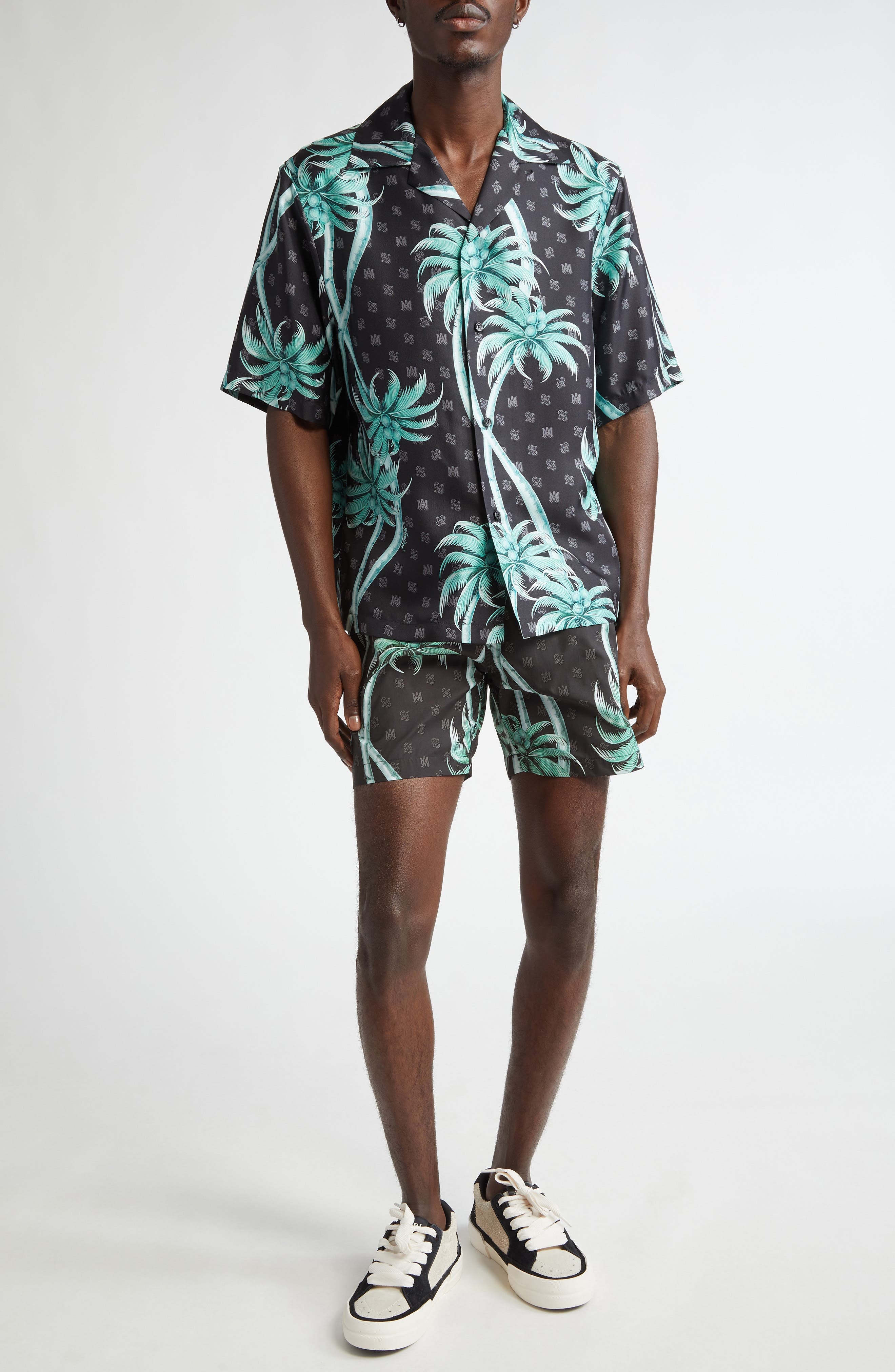 AMIRI Twisted Palms Print Swim Trunks in Black at Nordstrom - 2