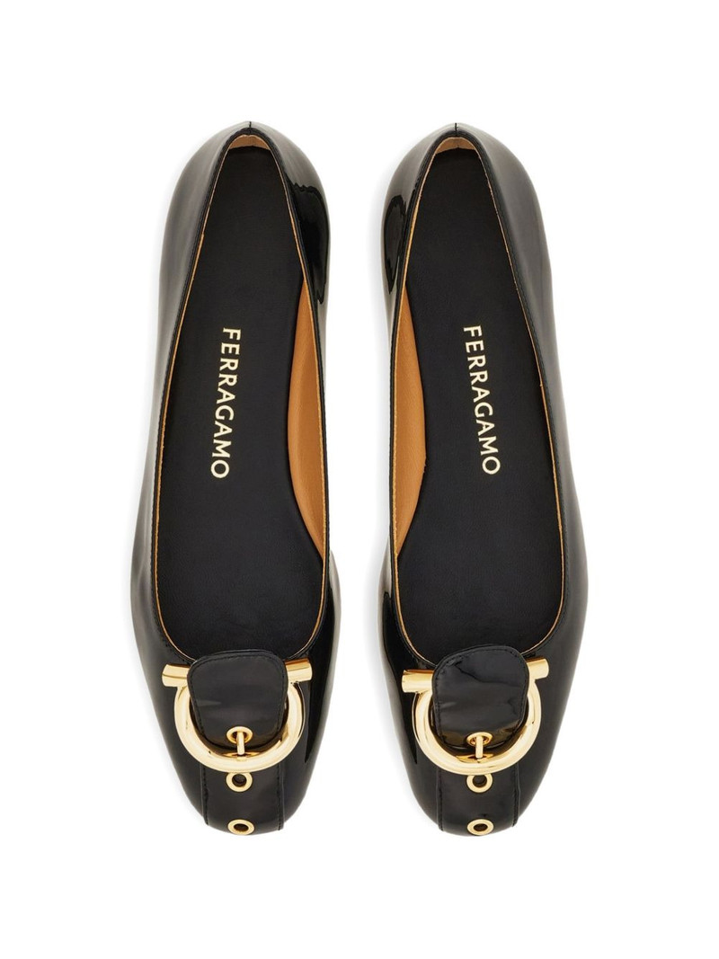 Gancini-buckle leather ballet flats 3