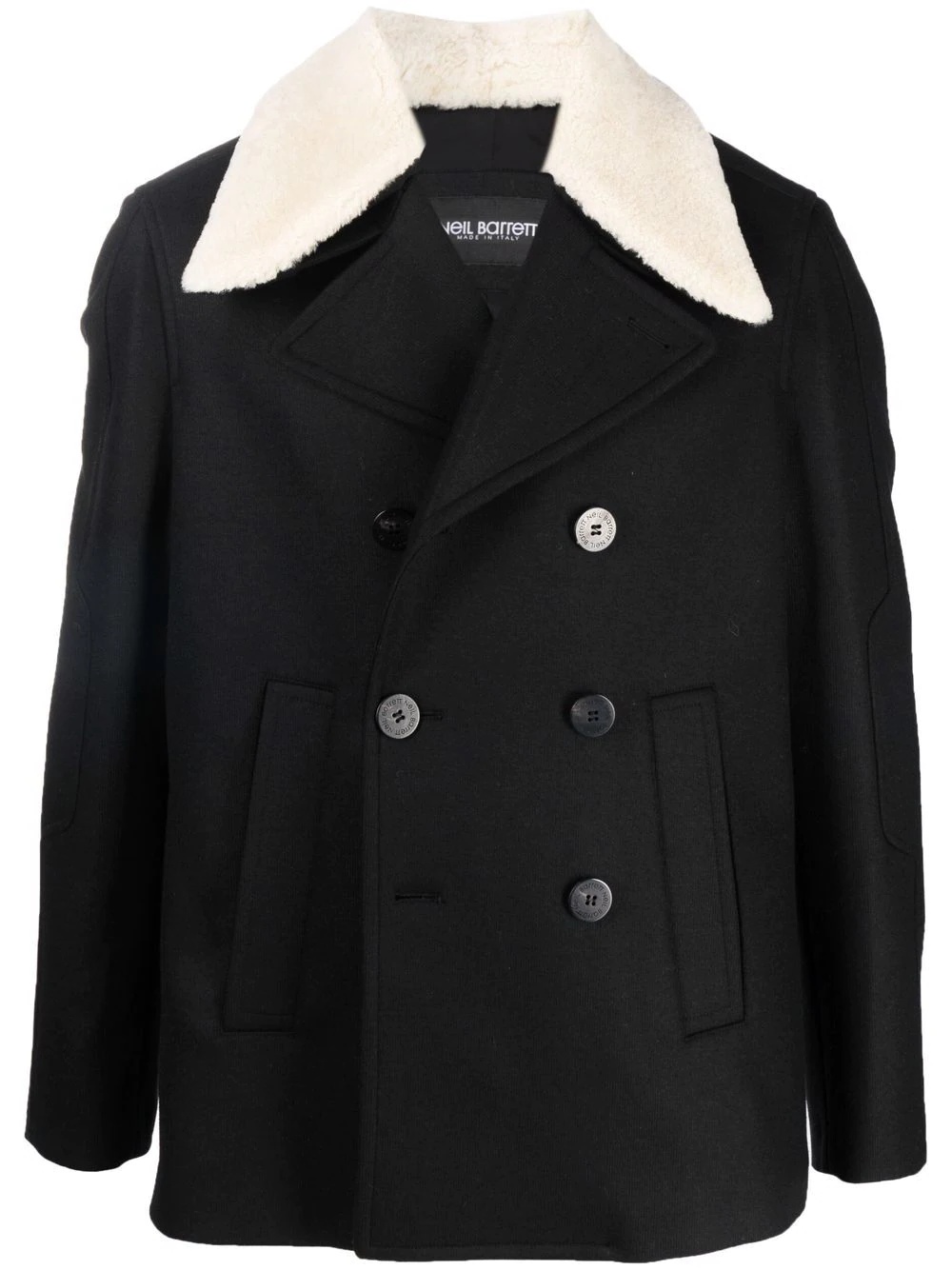 shearling-collar double-breasted jacket - 1