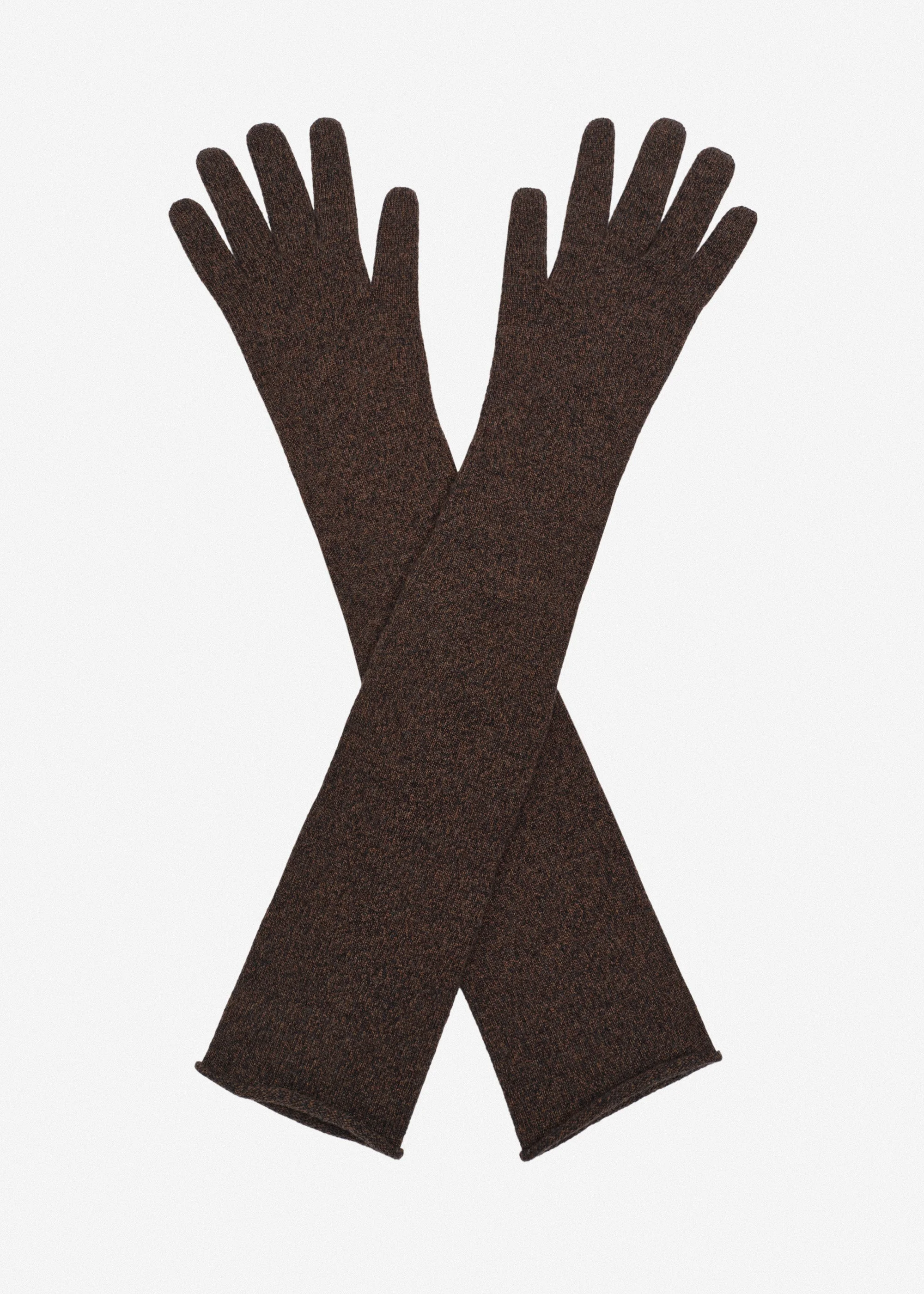 Long wool gloves in dark brown - 1