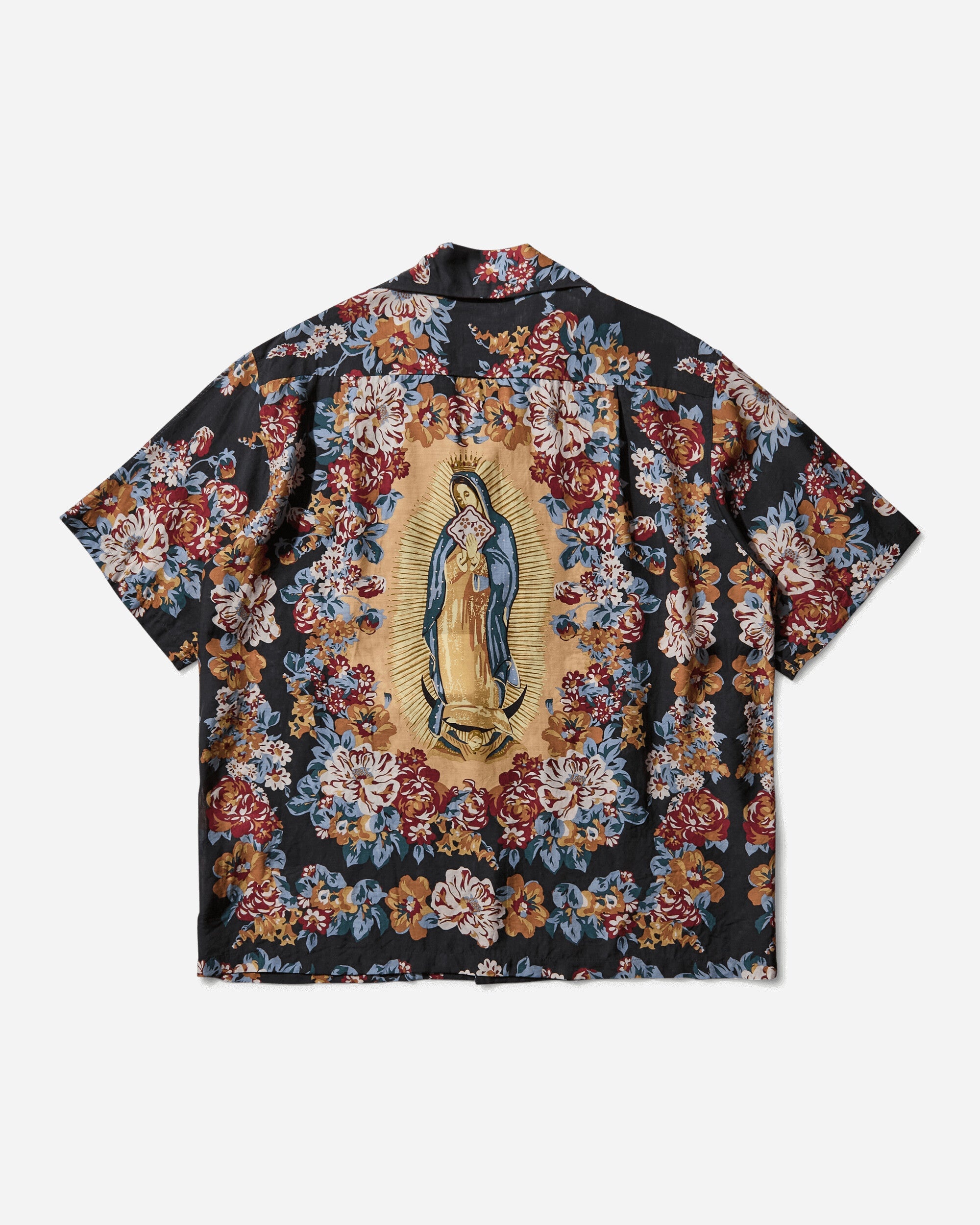 Men's Silk Rayon Champetre Maria Wrangle Collar Aloha Shirt Black - 2
