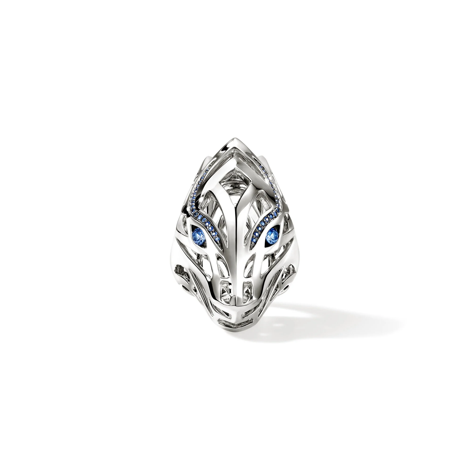 Naga Saddle Ring, Sterling Silver, Blue Sapphires - 1