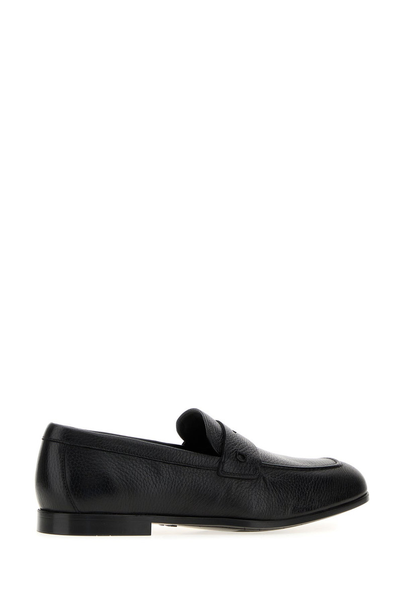 FERRAGAMO Black leather Tiberio loafers outlook