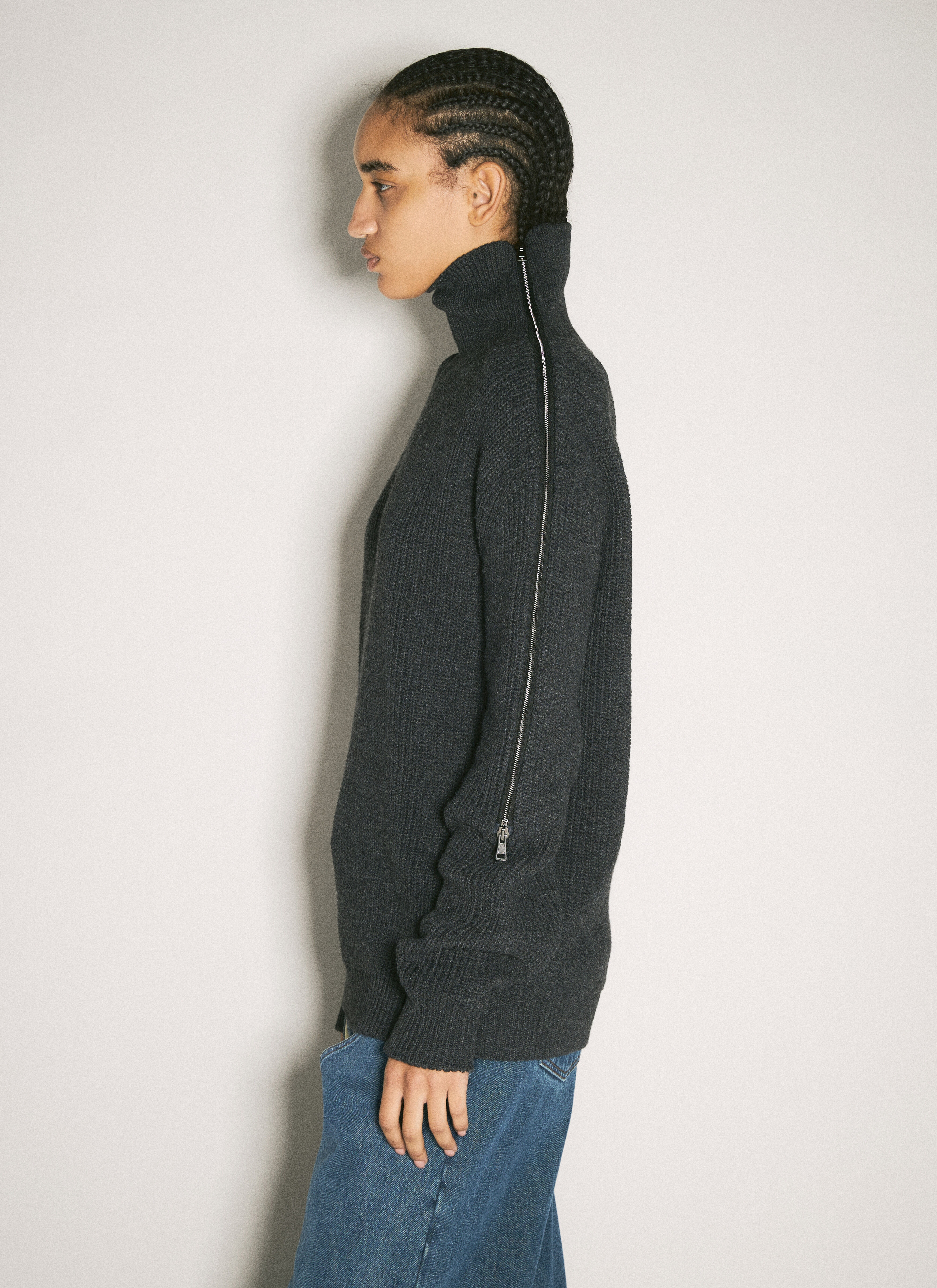 Zip-Insert Knit Sweater - 4
