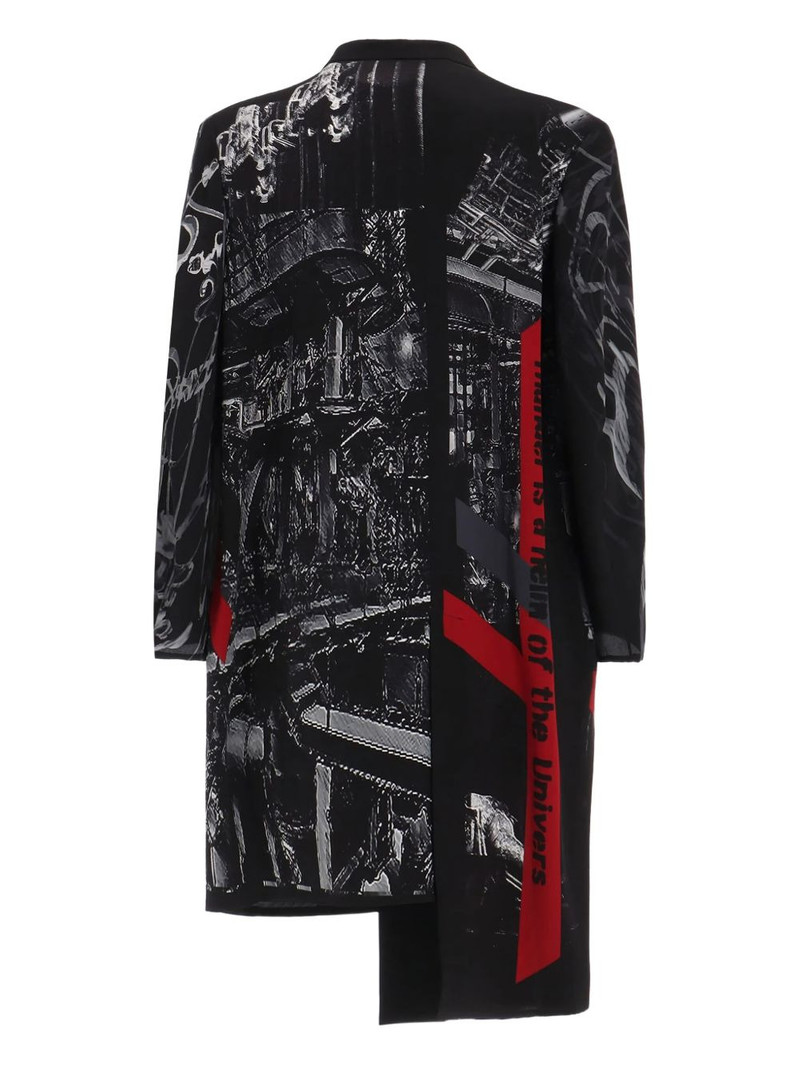 Yohji Yamamoto Thunder asymmetric printed coat outlook