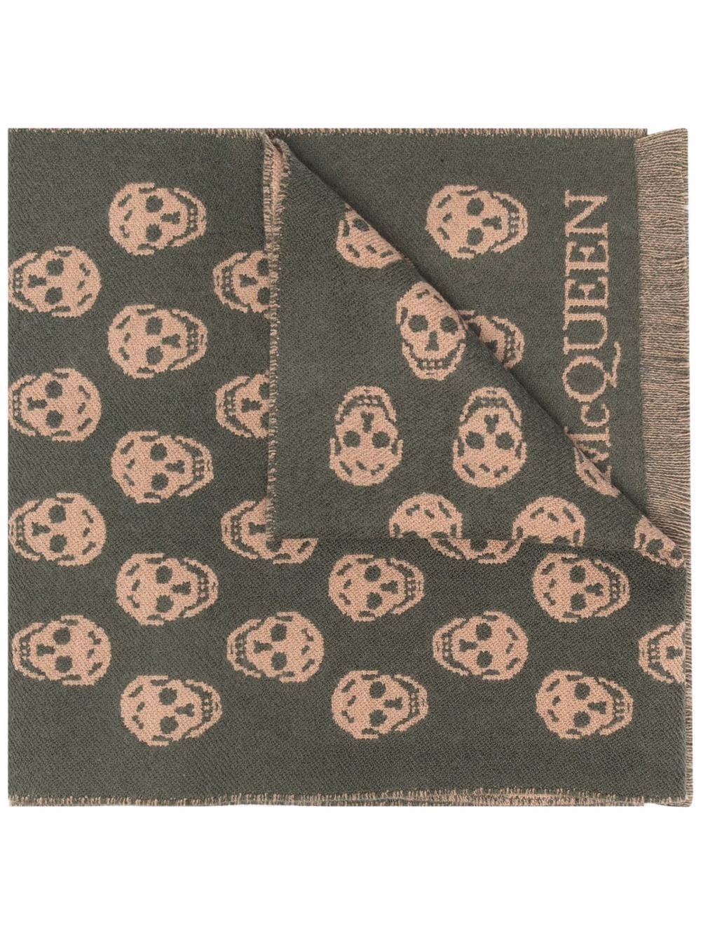 skull-jacquard wool scarf - 1