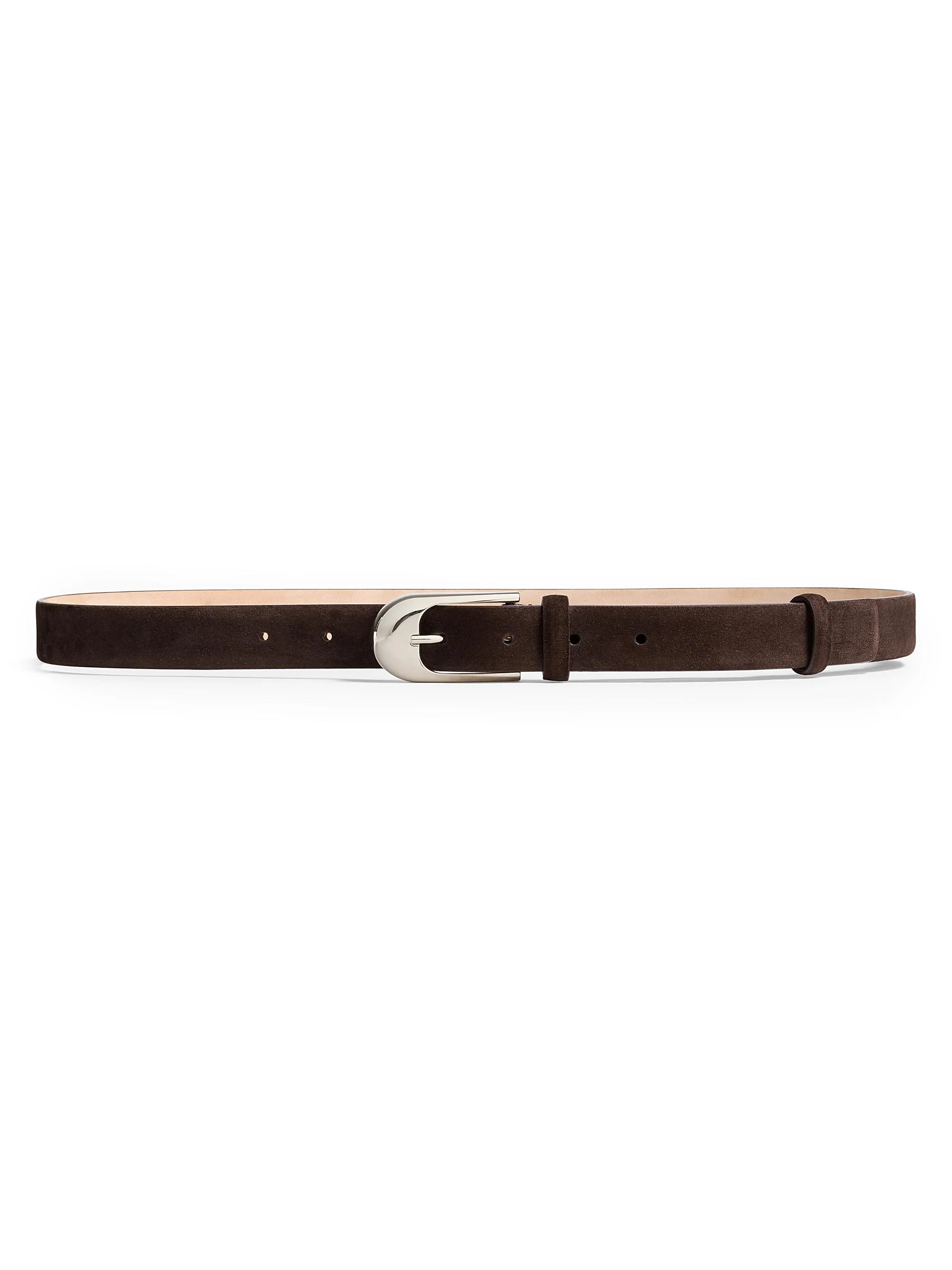 Women's Dome Suede Belt - Dark Brown - 1