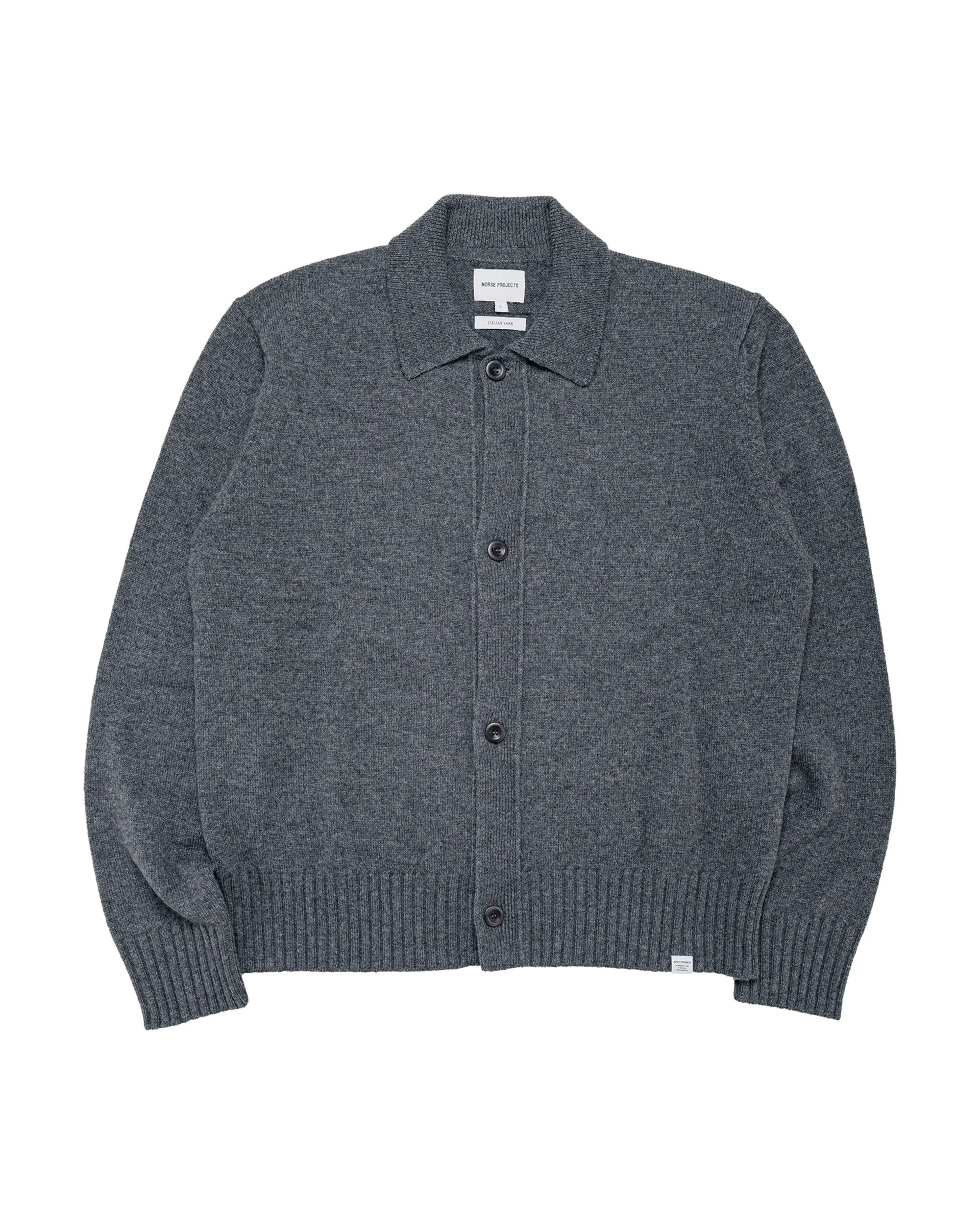 Aldrup Lambswool Cardigan Grey Melange - 1
