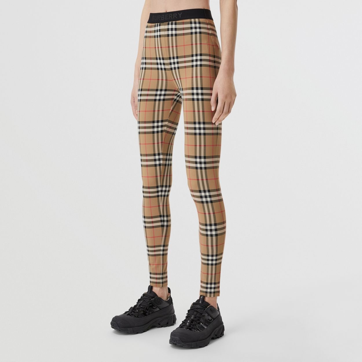 Logo Detail Vintage Check Jersey Leggings - 5