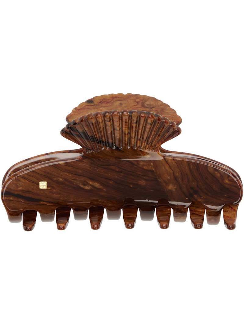 Brown Small Fan Shell Claw Hair Clip 1