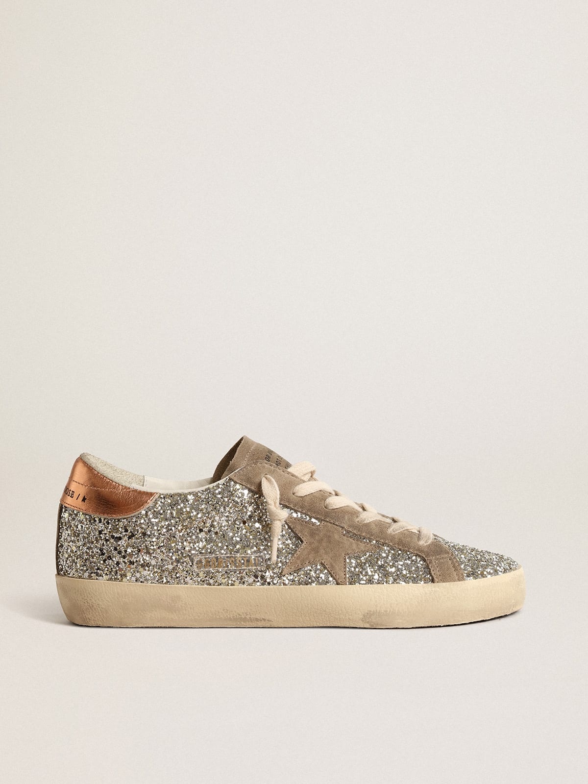 Super-Star in silver glitter with ice-gray suede star