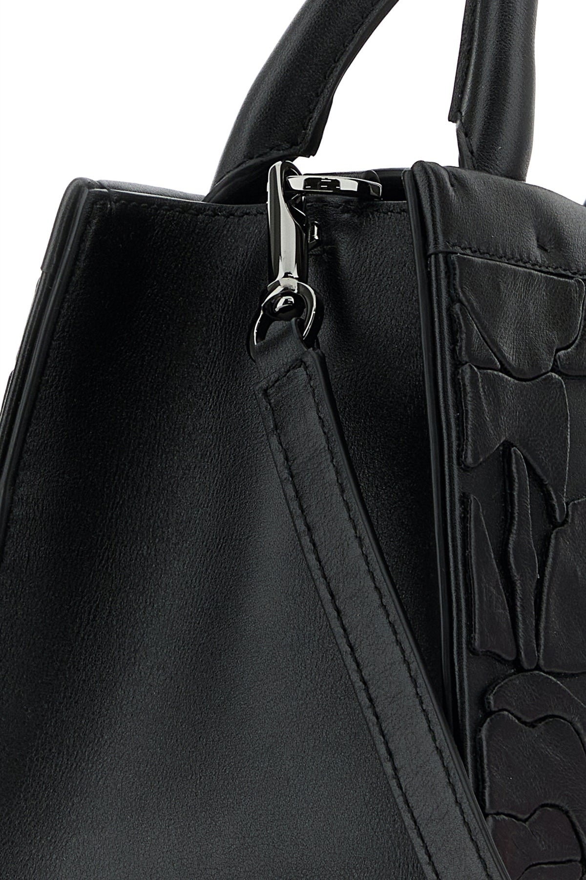 Black leather VLogo handbag - 4