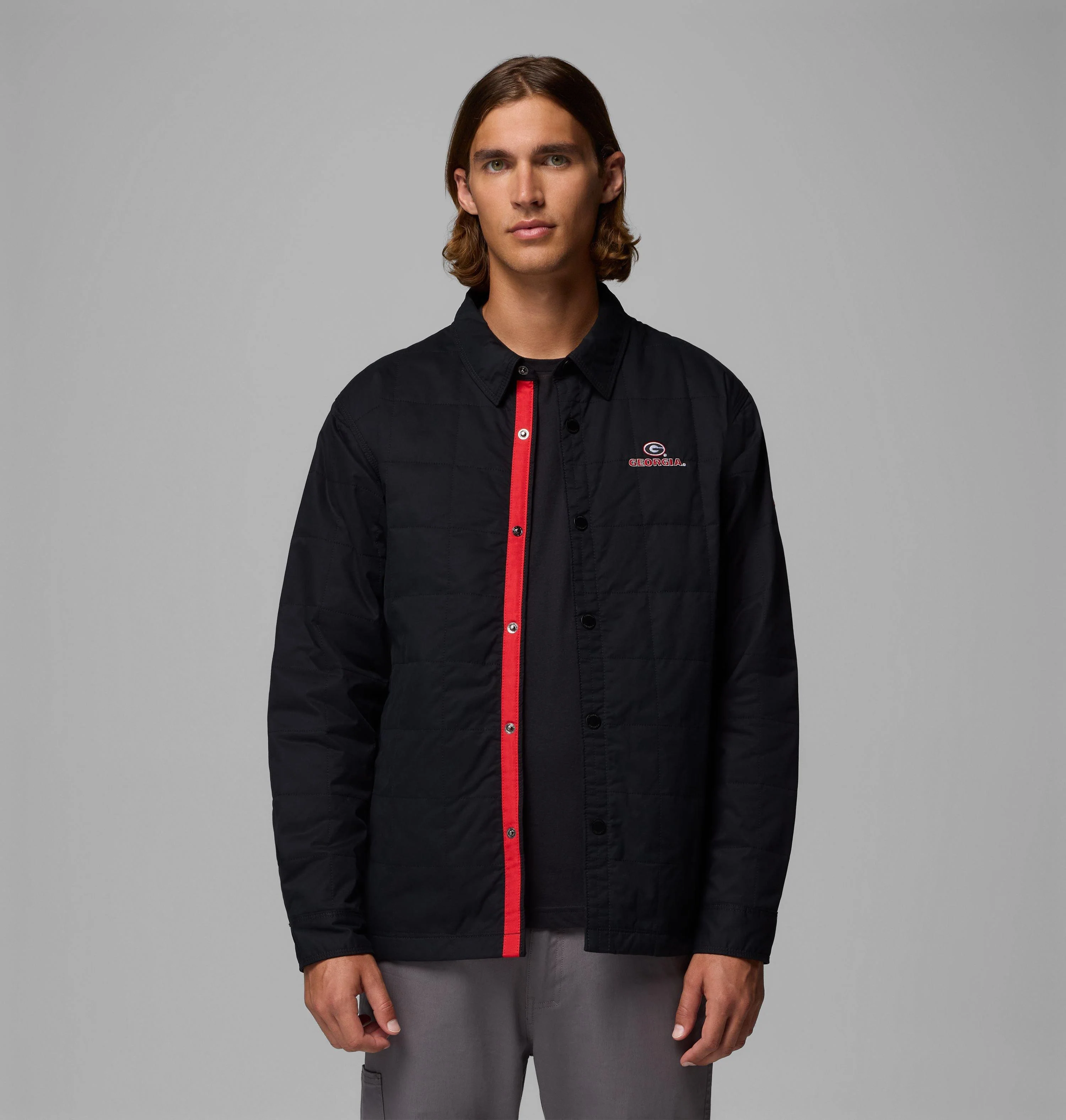 Men's Collegiate Campus Roam Quilted Shirt Jacket - Georgia - 1