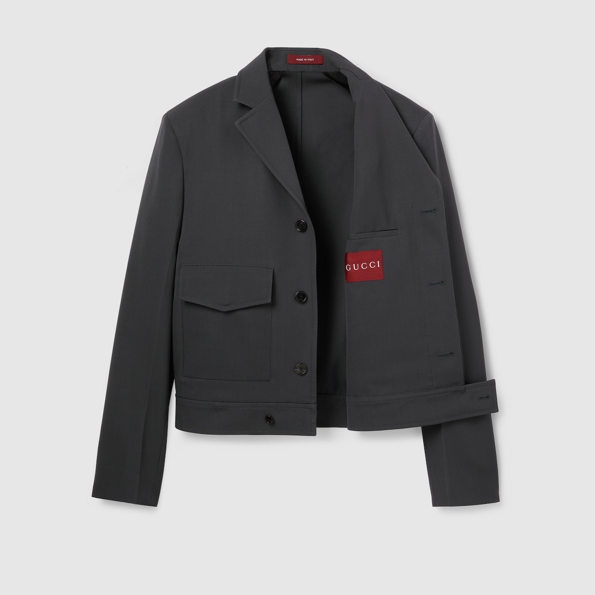 Embossed wool gabardine jacket - 7