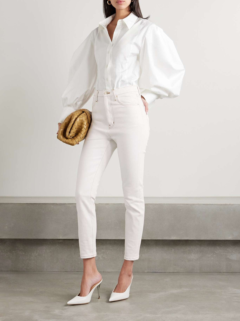 FRAME + Carolina Herrera The Taper high-rise skinny jeans White outlook