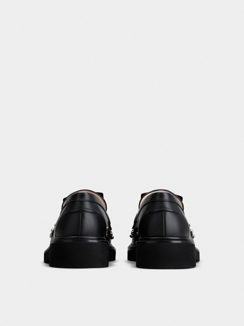 Roger Vivier Viv' Rangers Studs Lacquered Buckle Loafers in Leather outlook