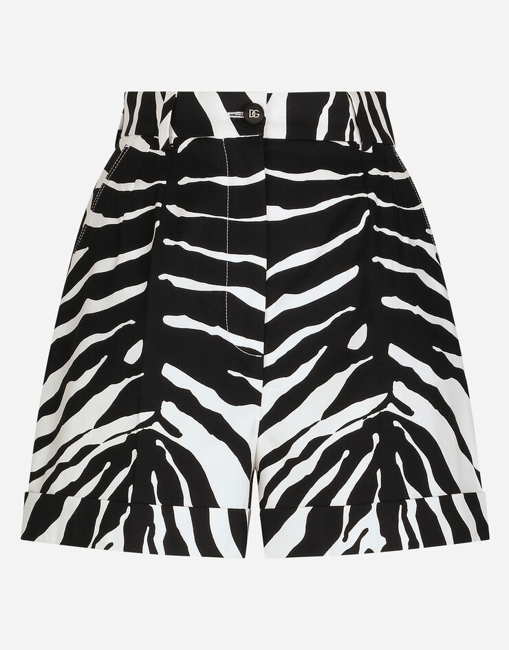 Zebra-print drill shorts - 1