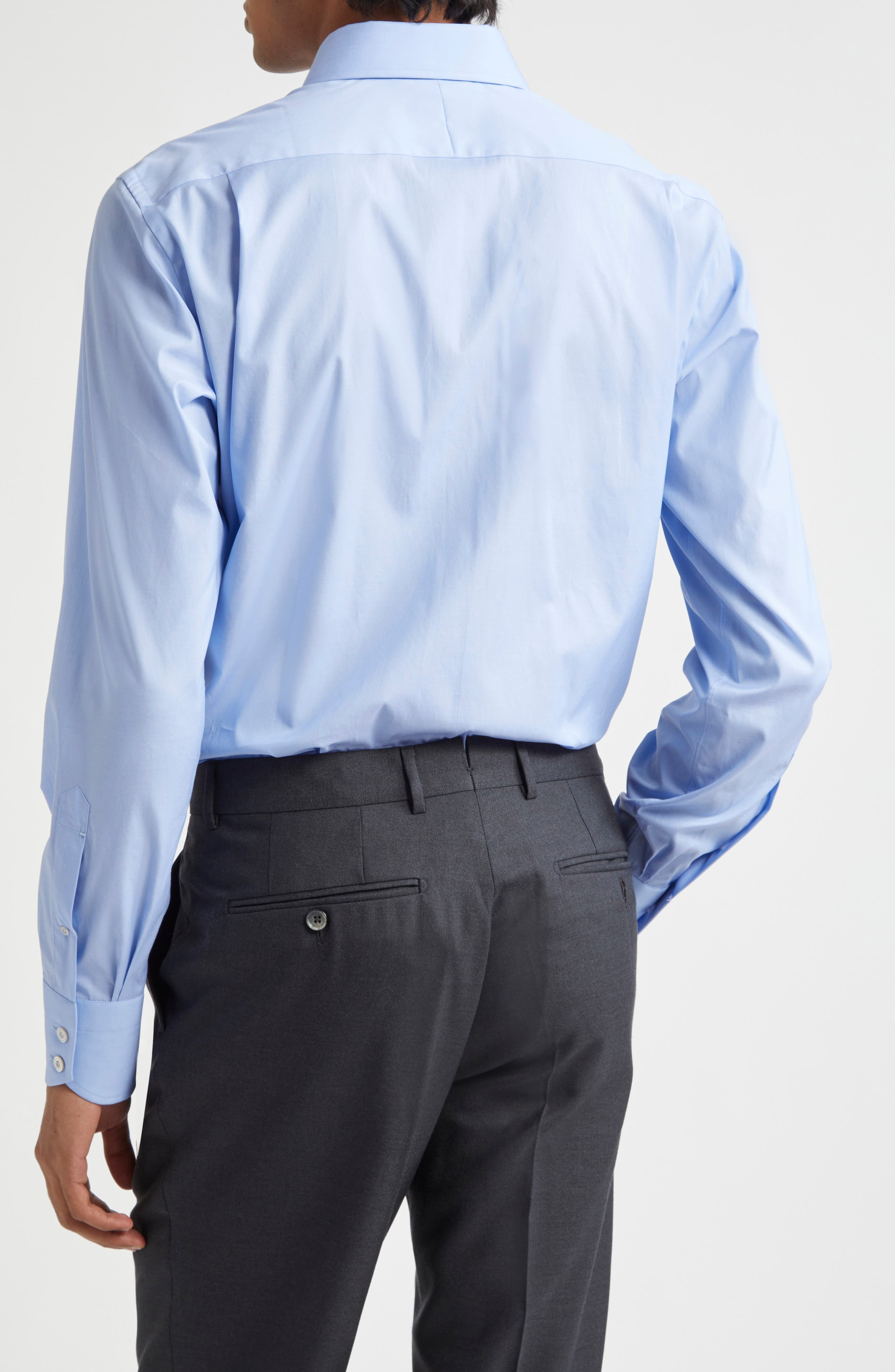 TOM FORD Classic Fit Solid Stretch Poplin Button-Up Shirt in Hb539 Turquoise at Nordstrom - 2