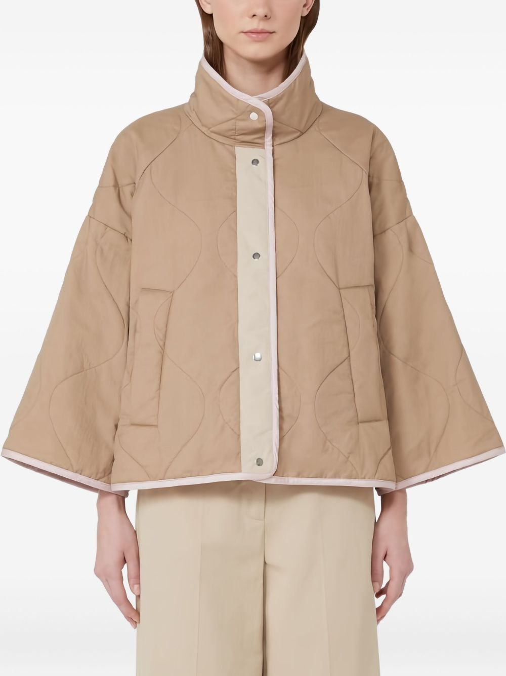 quilted wide-sleeve jacket - 4