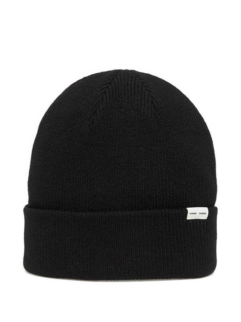 logo-patch ribbed beanie 1