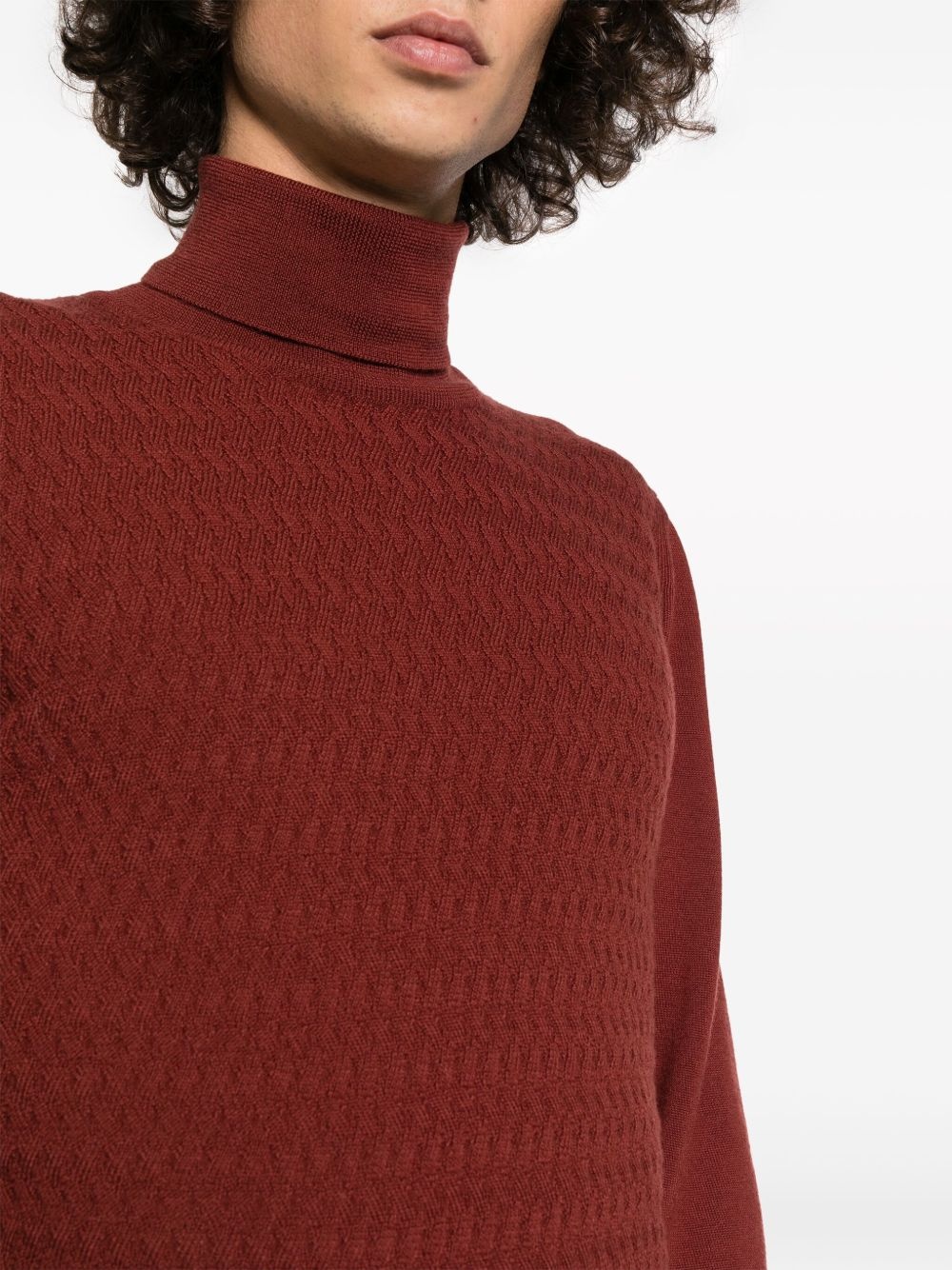 embossed-knit virgin-wool jumper - 5