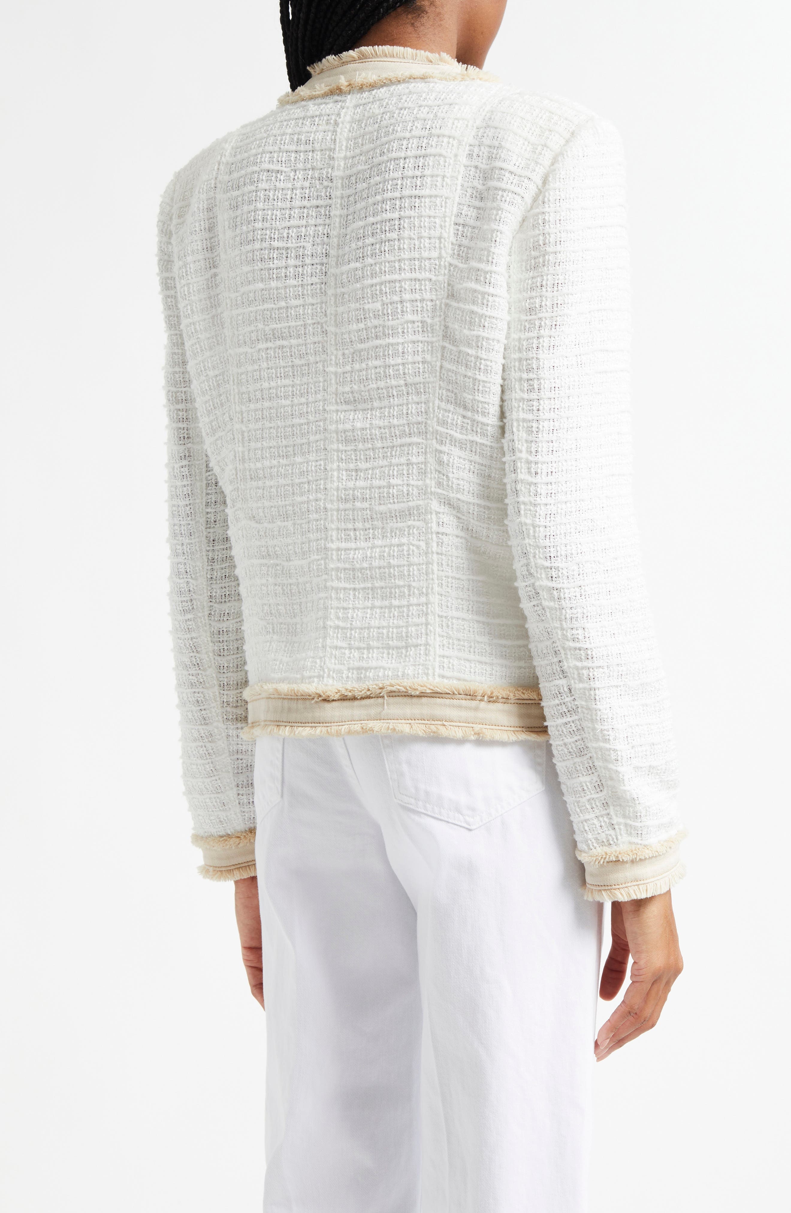 L'AGENCE Agnes Tweed Jacket in Blanc/Biscuit at Nordstrom - 2