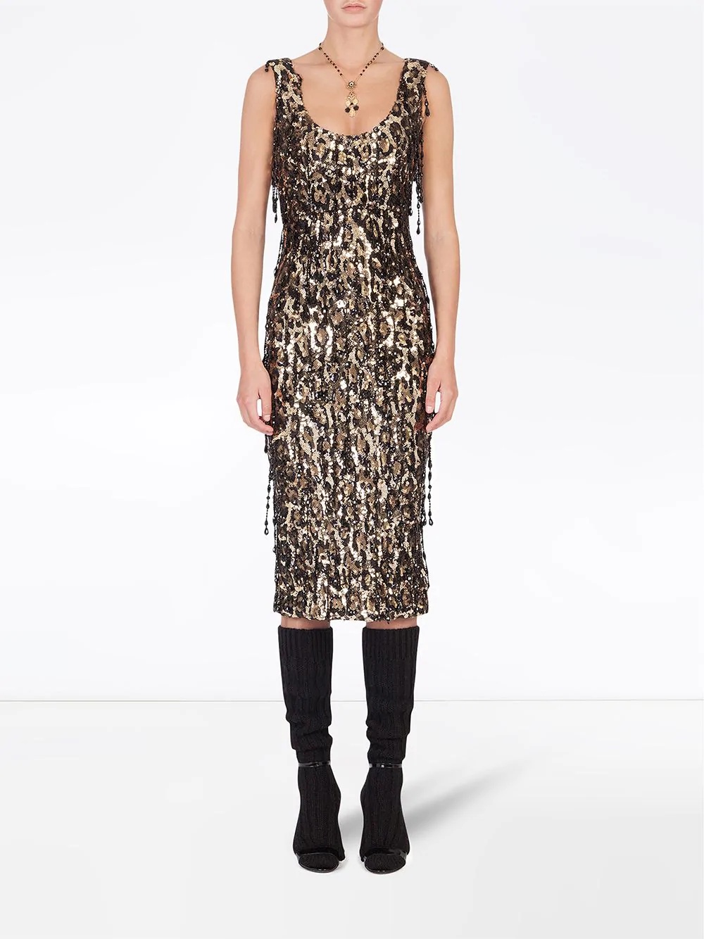 leopard sequin-embellished sheath dress - 2