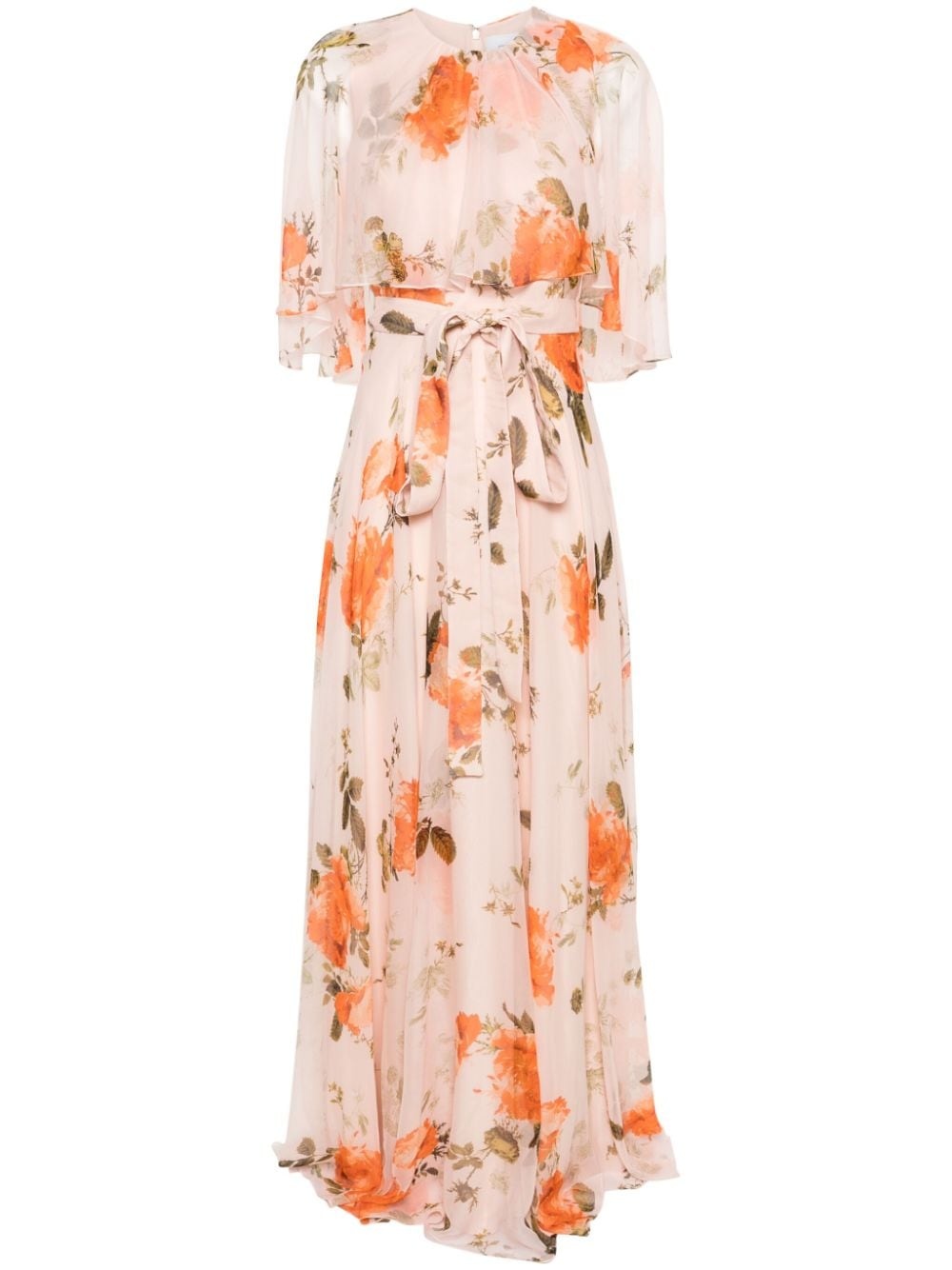 floral-print silk maxi dress - 1