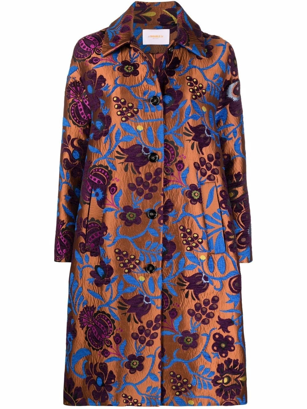 patterned-jacquard single-breasted coat - 1