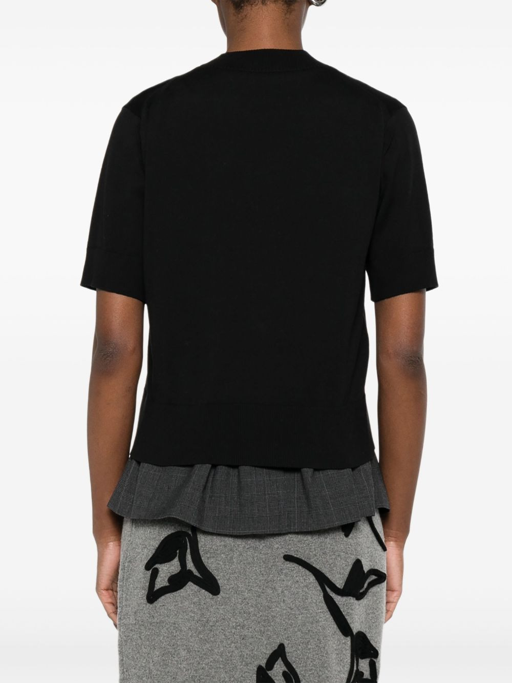 short-sleeve layered sweater - 4