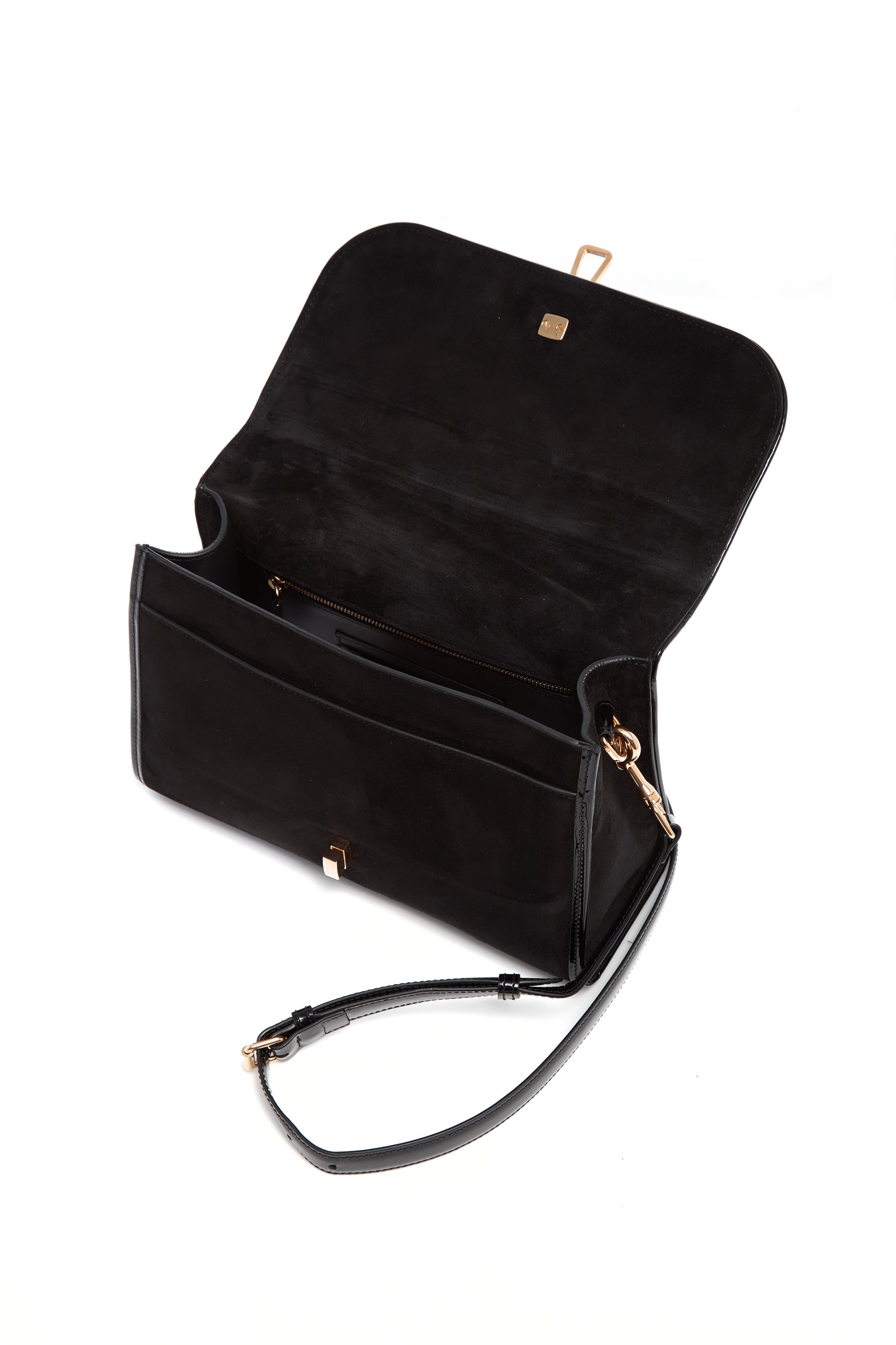 Medium Leonora Flap Bag in Black Suede - 4
