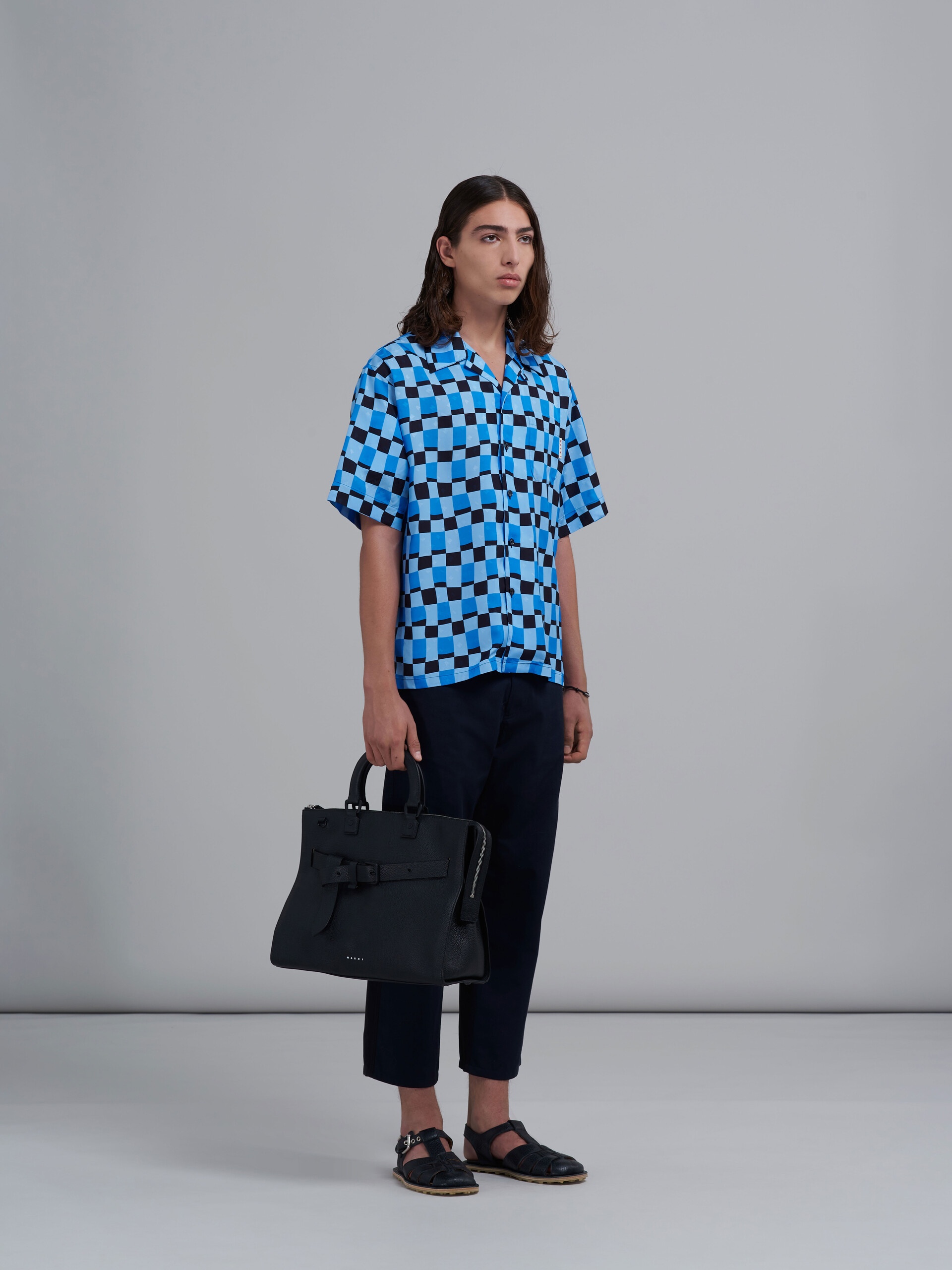 ICONIC DAMIER PRINT VISCOSE JACQUARD BOWLING SHIRT - 5