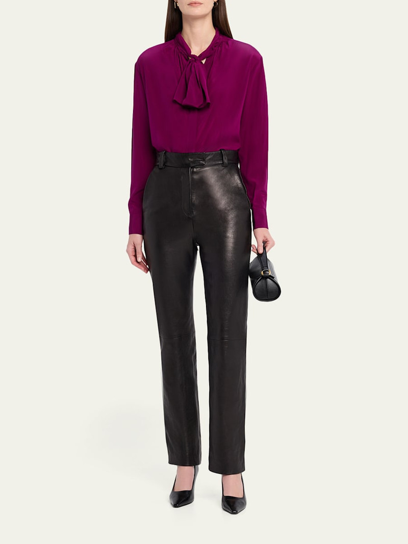 A.L.C. Vivi Long-Sleeve Silk Tie-Neck Top outlook