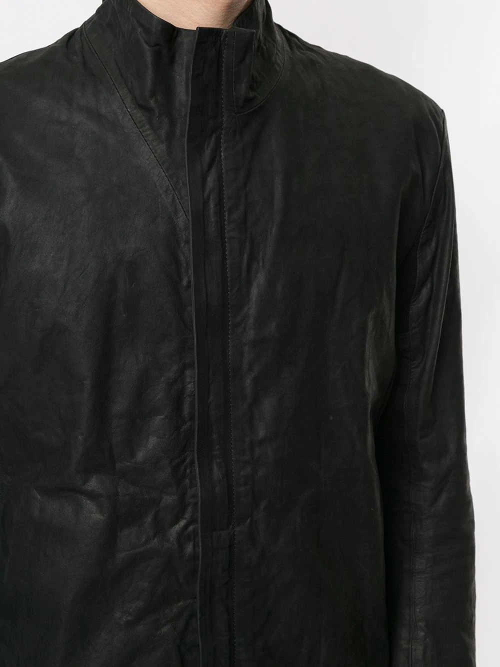 mesh layer leather jacket - 5