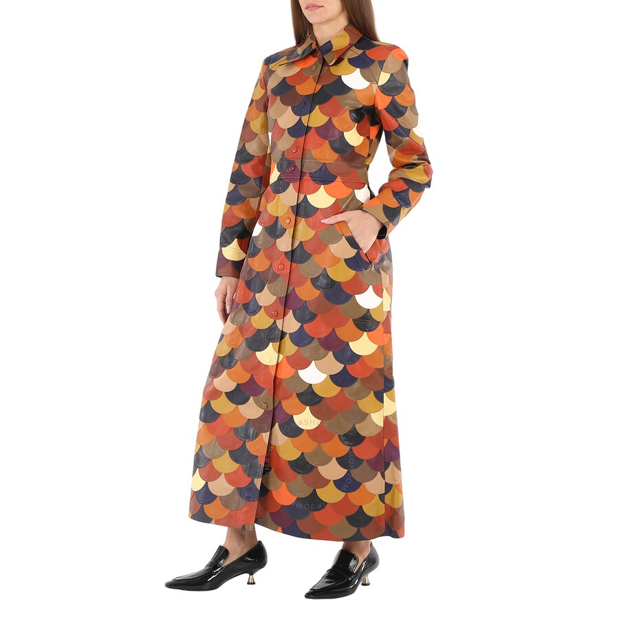 Chloe Ladies Multicolored Patchwork Leather Coat - 5