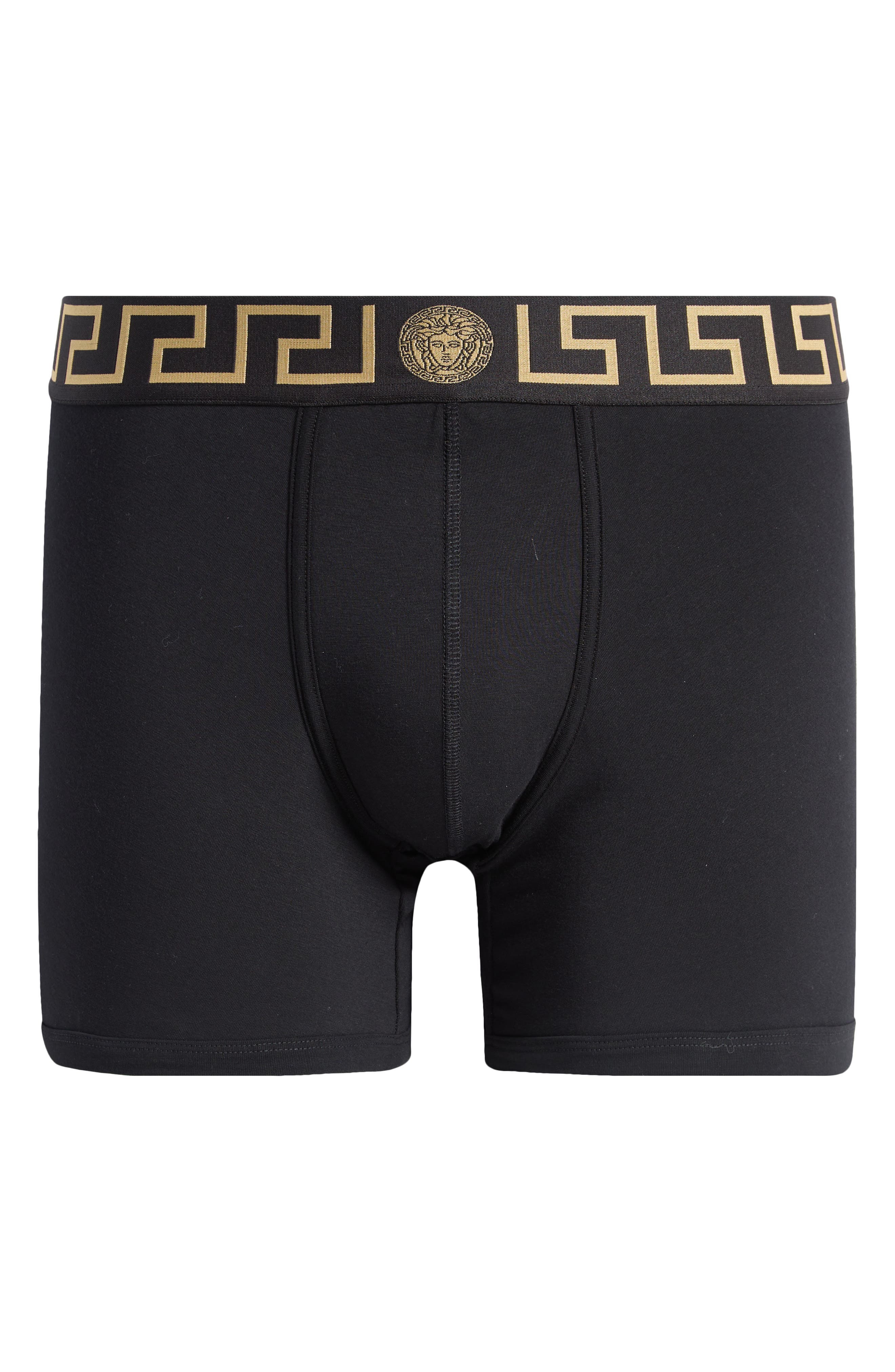 Versace Greek Key Jersey Boxer Briefs in Black Gold Greek Key at Nordstrom - 6