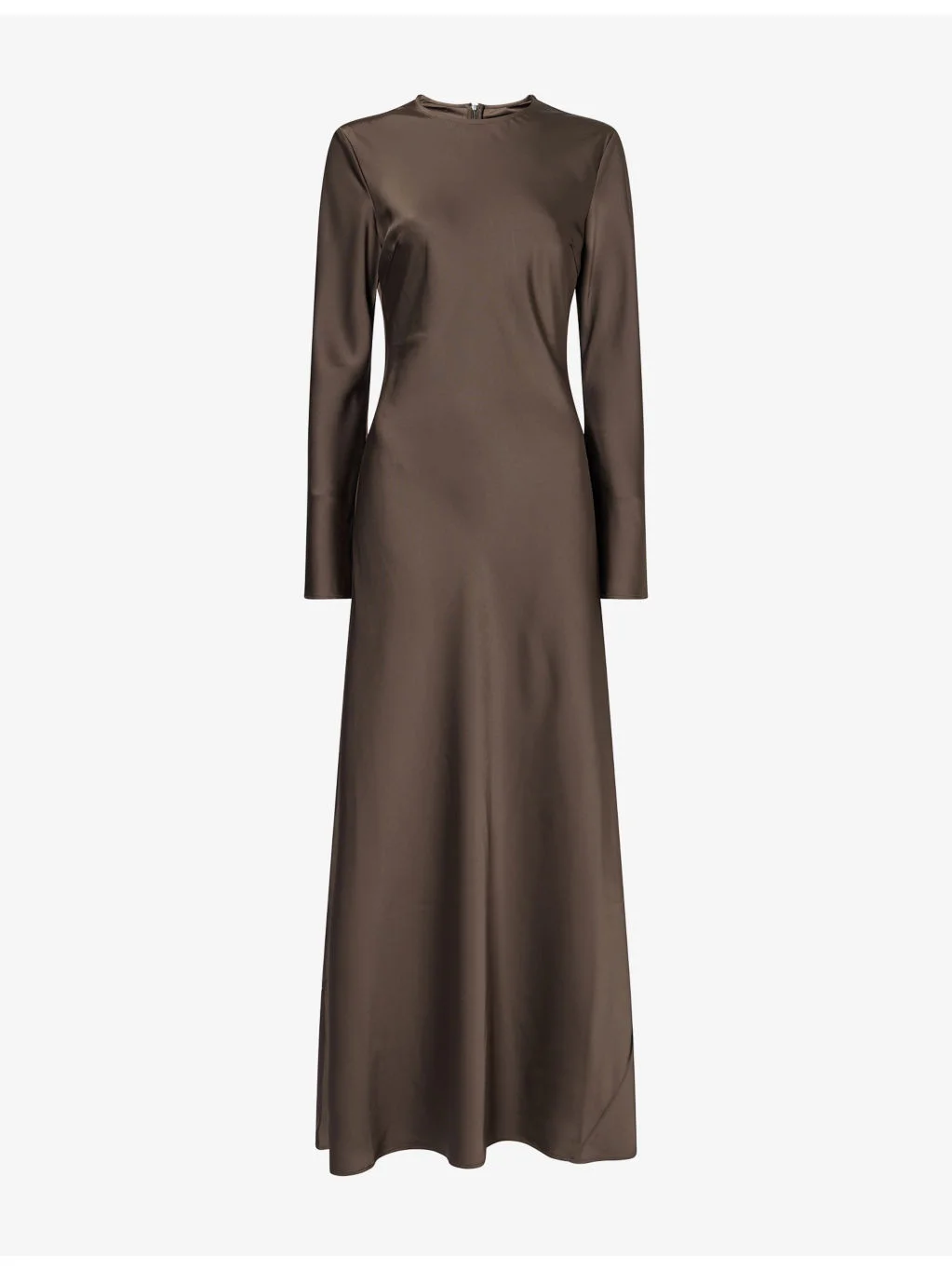 Long-Sleeve Satin Maxi Dress - 1