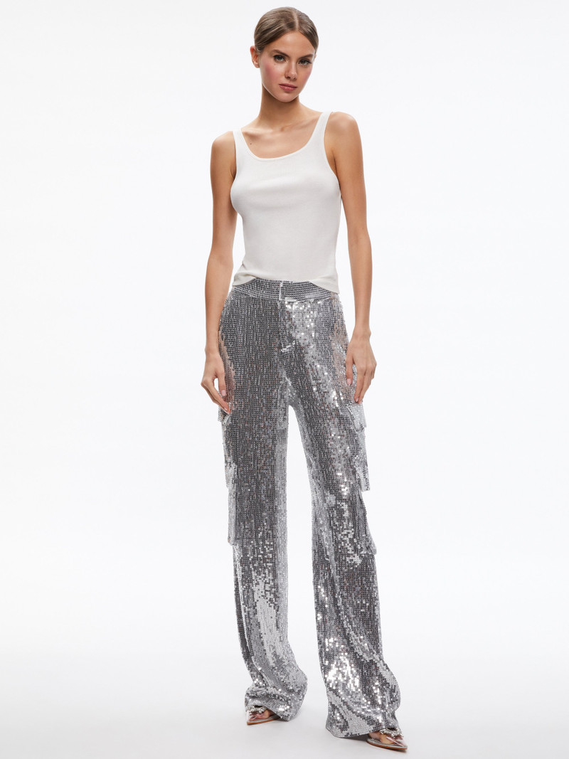 Alice + Olivia HAYES SEQUIN EMBELLISHED WIDE LEG PANT outlook