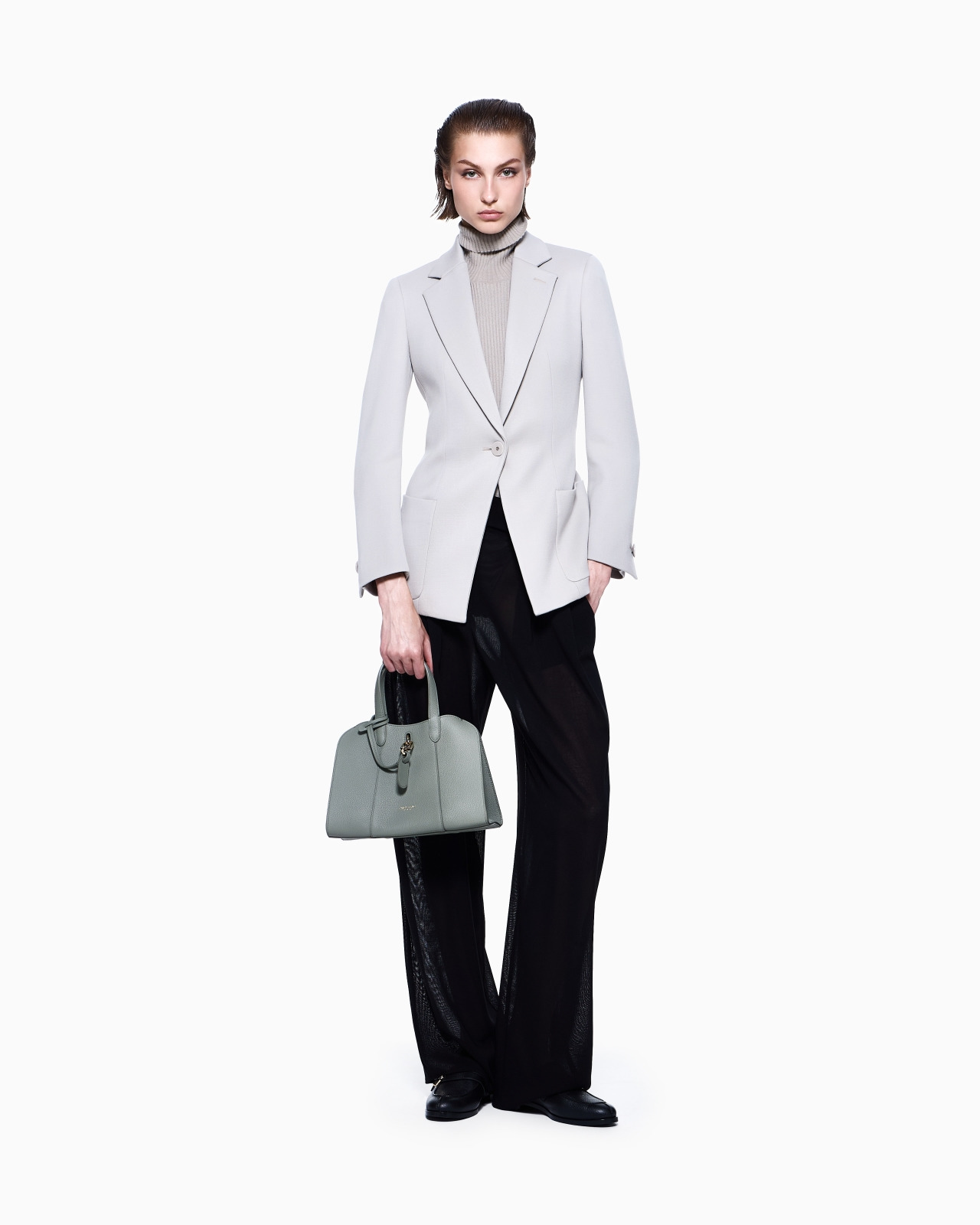 SINGLE-BREASTED JACKET IN STRETCH DOUBLE-FACED WOOL - 2