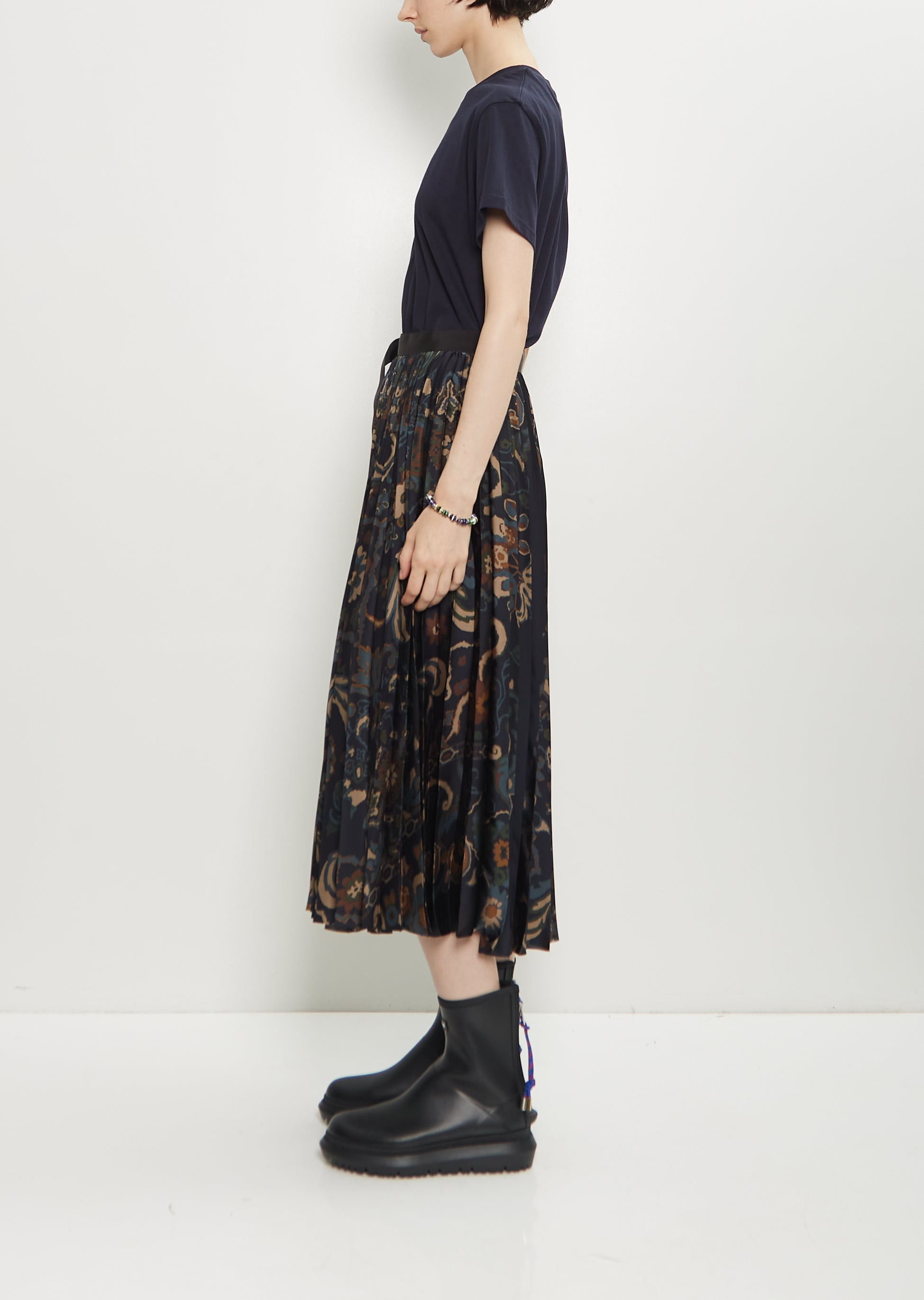 Floral Print Technical Satin Skirt - 2