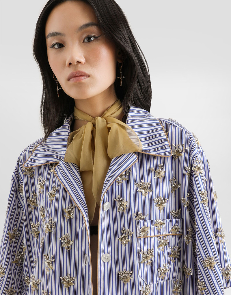 Poplin shirt with flower embroidery 4
